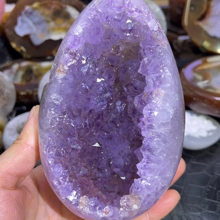 水晶未镶嵌珠宝半成品紫晶蛋