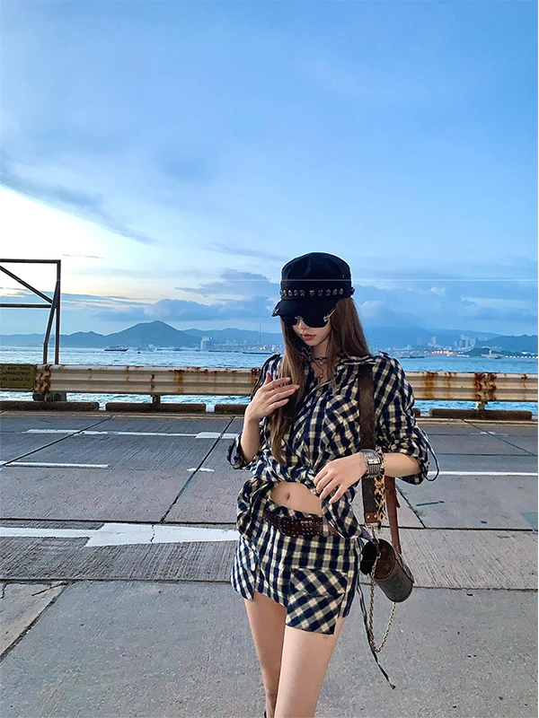 韩系chic秋季新款复古设计感宽松显瘦长袖衬衫女2025新款高腰半裙