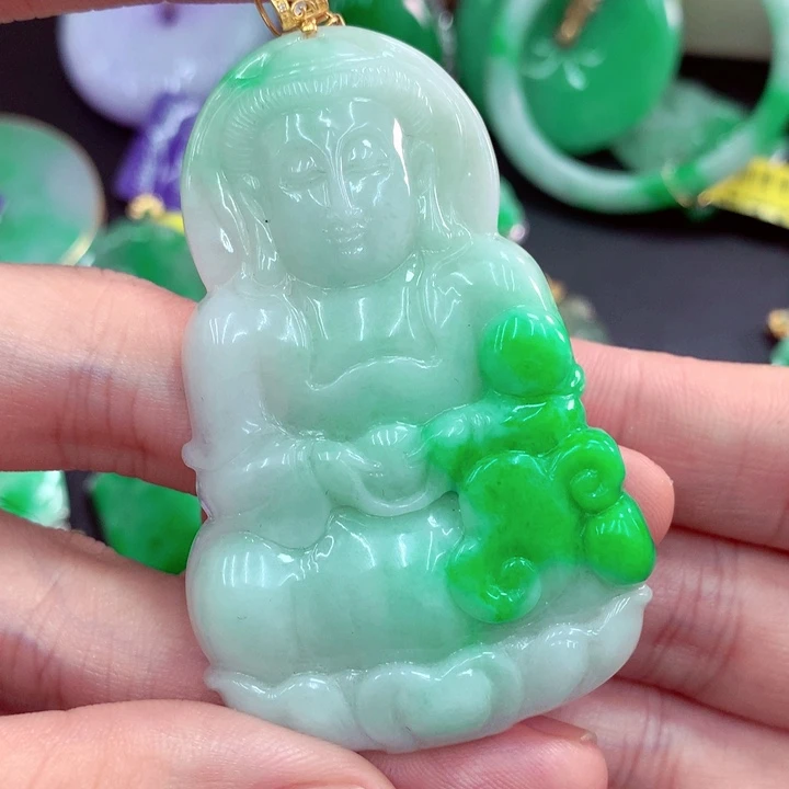 翡翠18K金镶嵌吊坠(不含链)