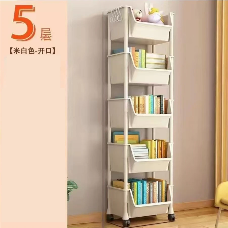 5层书桌置物架收纳储物架移动推车带轮子宿舍卧室客厅零食架1JA