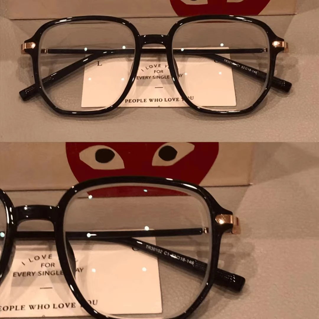 素颜贼好看！复古大框近视眼镜女可配度数黑金粗框显脸小眼睛镜架