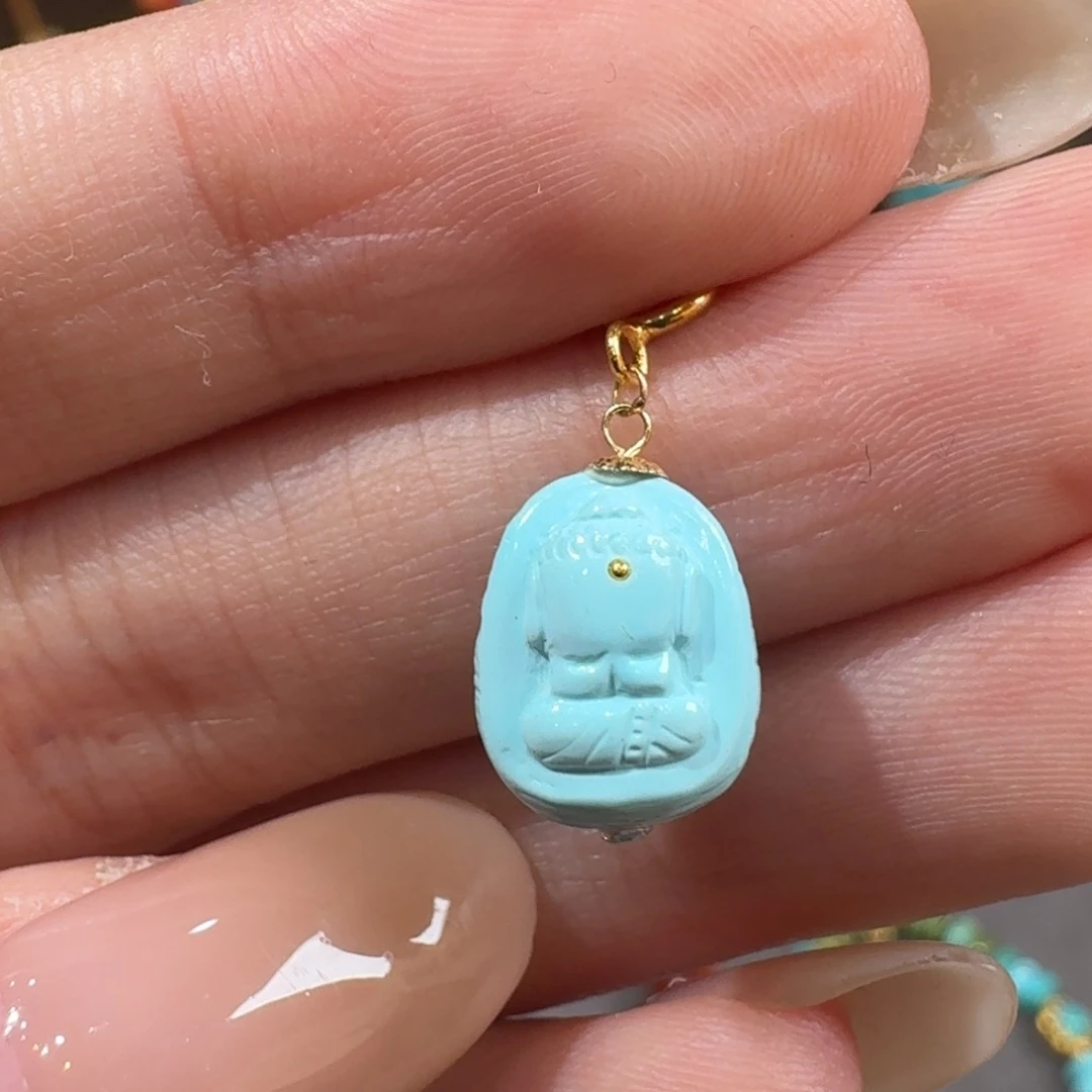 18K金镶嵌绿松石无相佛小滴流