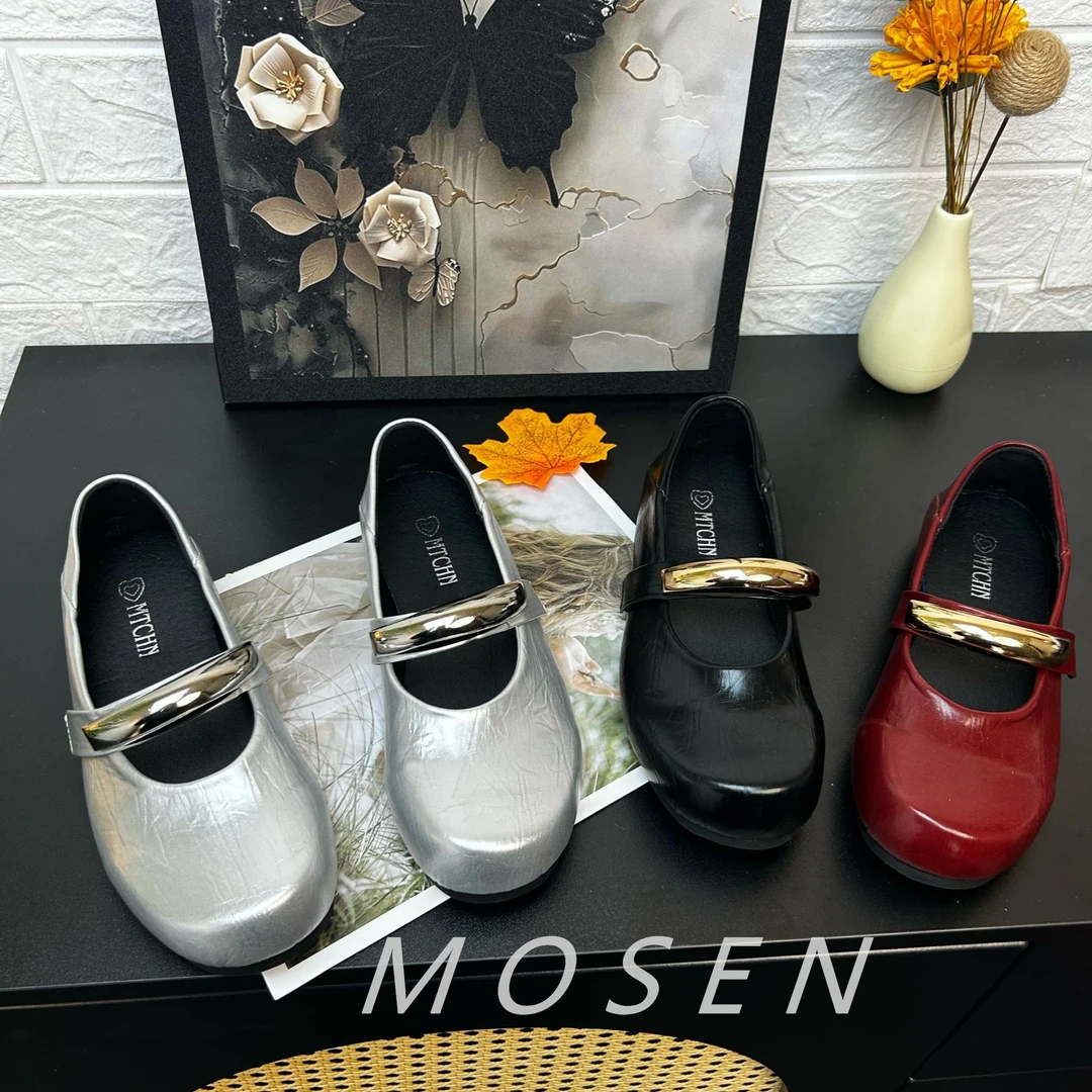 【沐森MOSEN】一字带扣玛丽珍单鞋2025春季新款百搭浅口平底单鞋女