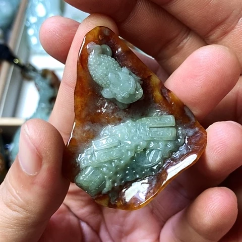 颈饰未镶嵌翡翠福豆豆珠宝翡翠颈饰