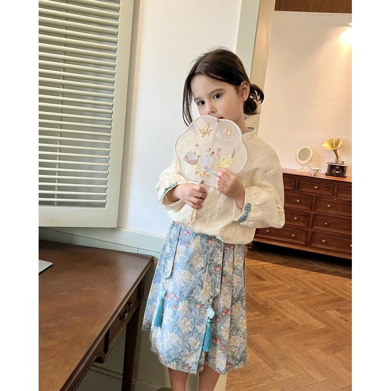 现货【丝雨】2024秋新款3926女童女宝新中式洋气汉服上衣