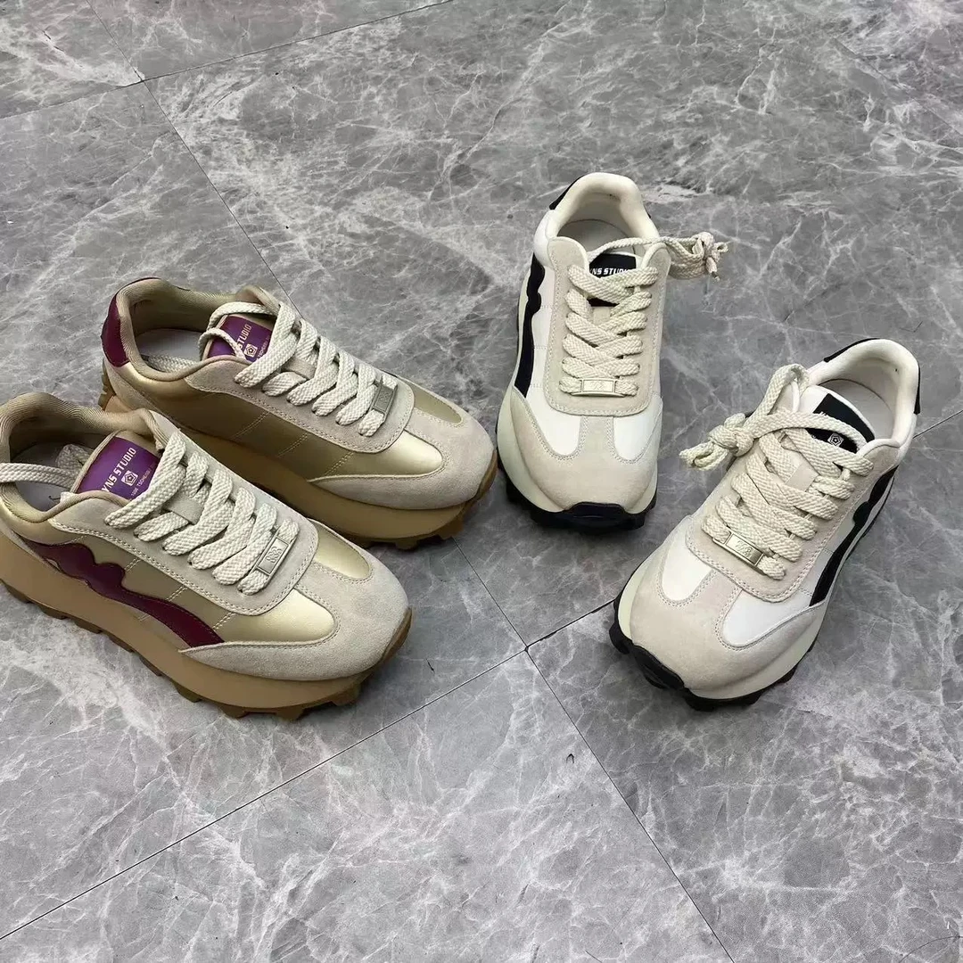 505 阿甘华夫鞋女新款小个子增高系带运动休闲鞋