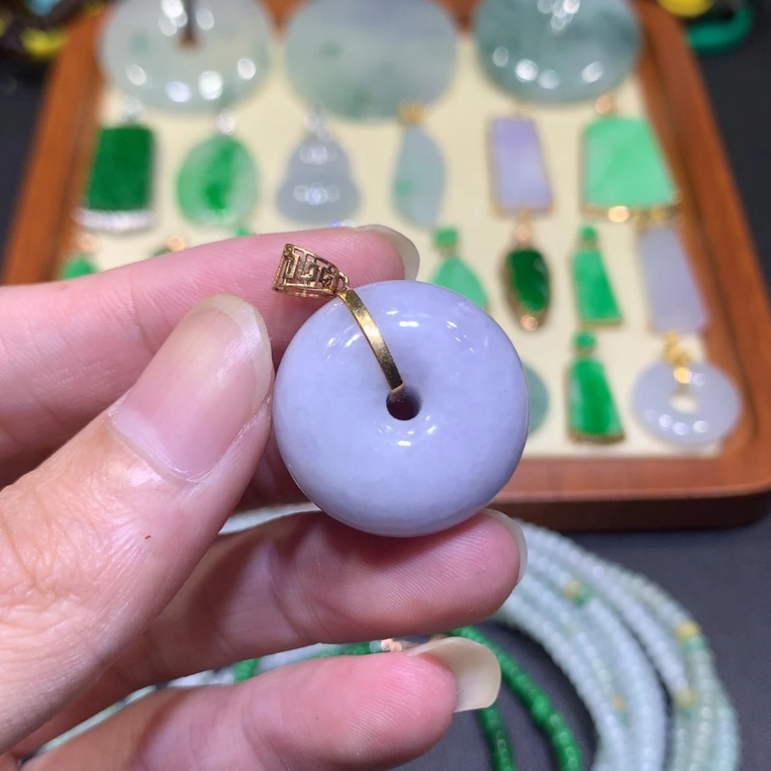 翡翠18K金镶嵌吊坠(不含链)