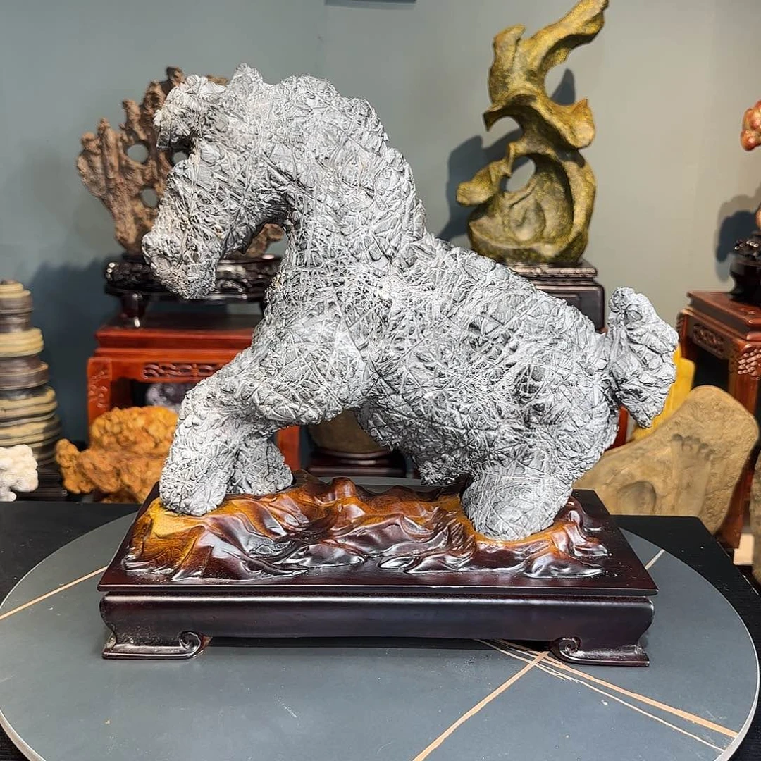 石材纹石一匹马摆件