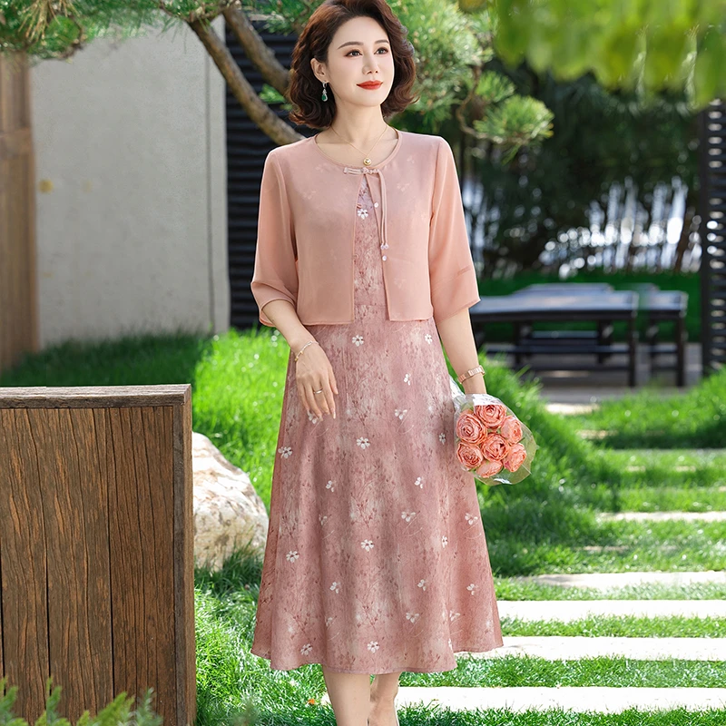 母亲节妈妈装夏装连衣裙洋气高贵中年女夏天气质雪纺裙子2025新款