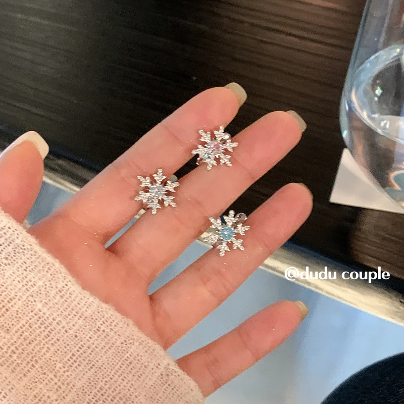 合金耳饰 嘟嘟夫妇爆闪雪花锆石耳骨夹独特绝美耳夹无耳洞耳饰女