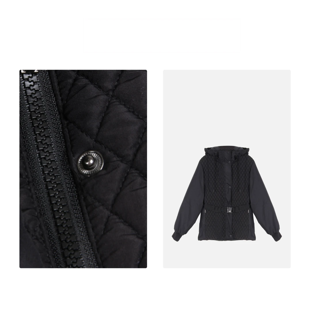 凯特丝蓓#684连帽女短款收腰显瘦腰带保暖时尚外套