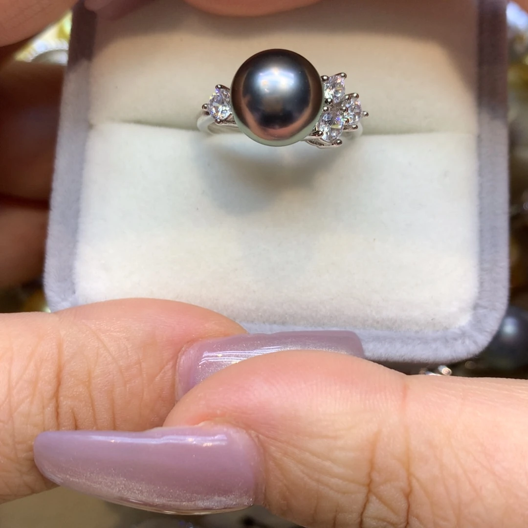 银S925镶嵌戒指海水珍珠