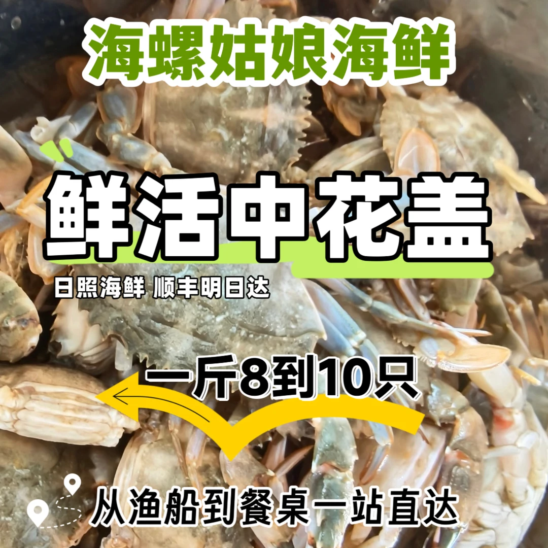 明日达顺丰包邮新鲜花盖螃蟹一斤8到10个左右 保鲜不包活满50包邮
