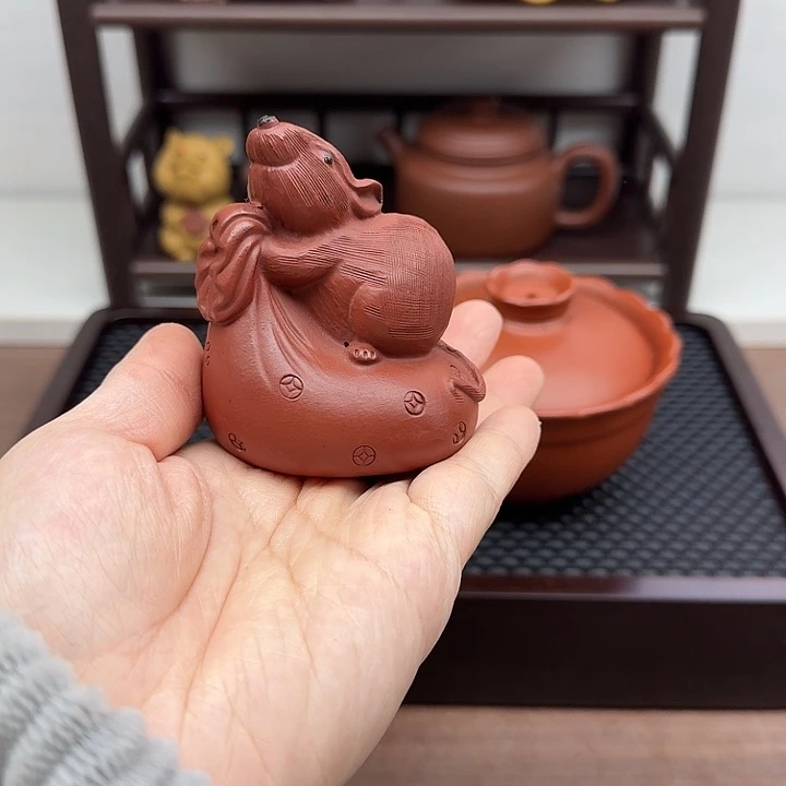 茶案朱泥老鼠茶宠