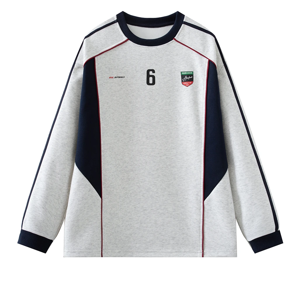 青少年学生春款长袖拼色圆领套头卫衣初中生高中生长袖打底衫649