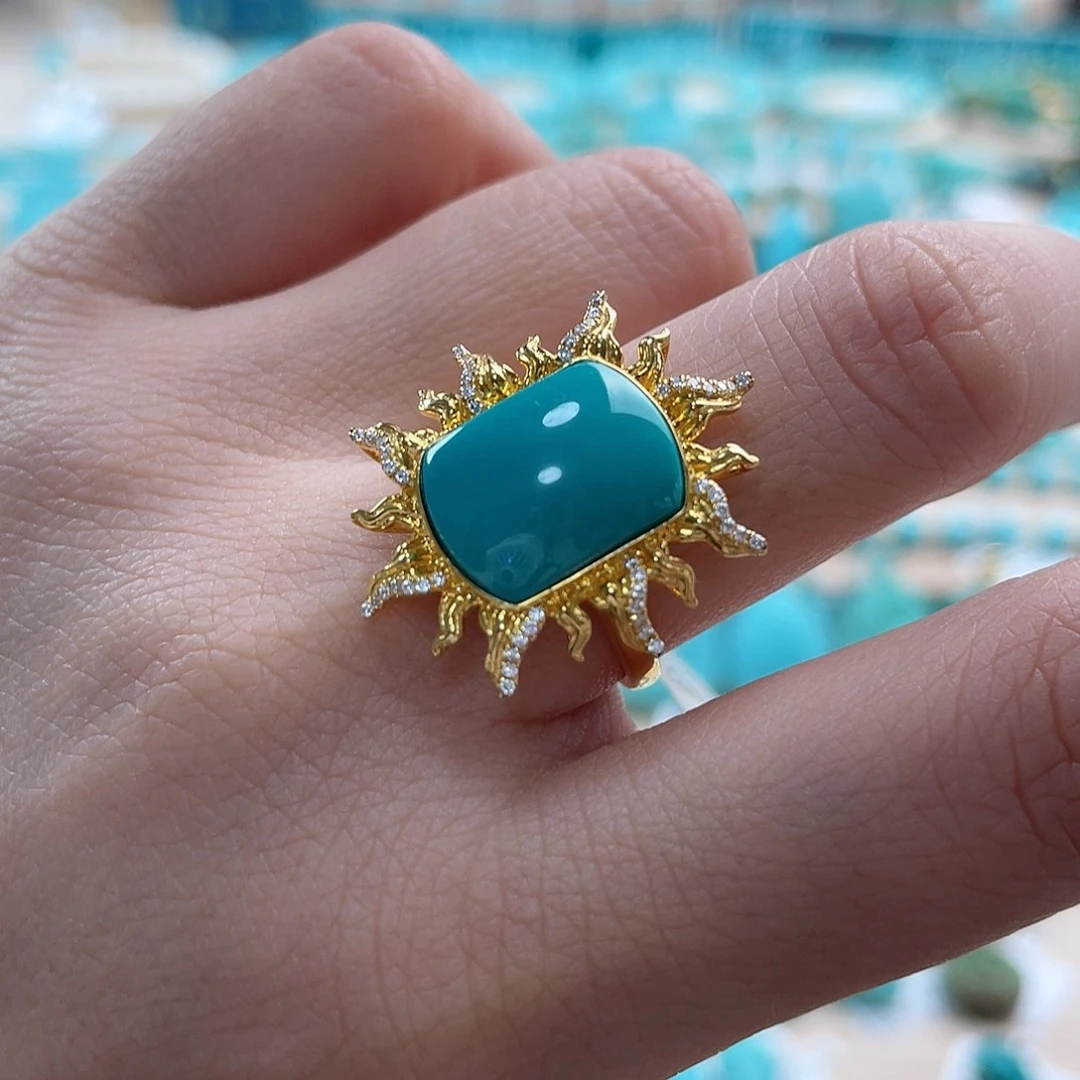 绿松石珠宝奇石18K金镶嵌