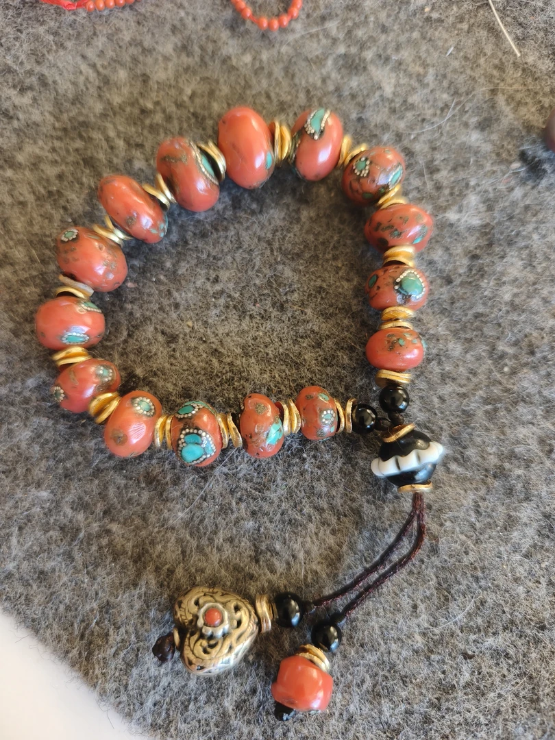 铜合金琉璃手链 尼泊尔纯手工手链