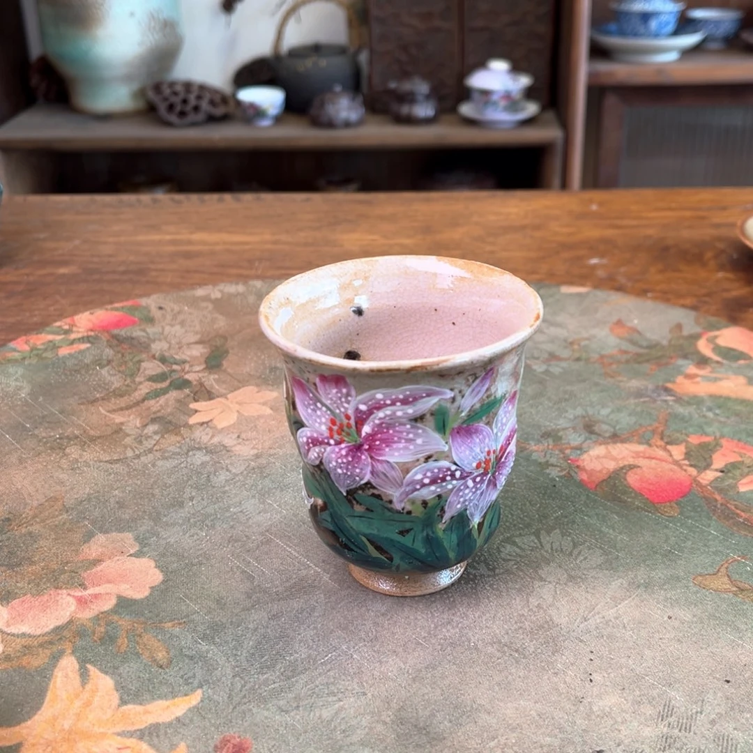 杯柴烧手工手绘陶瓷