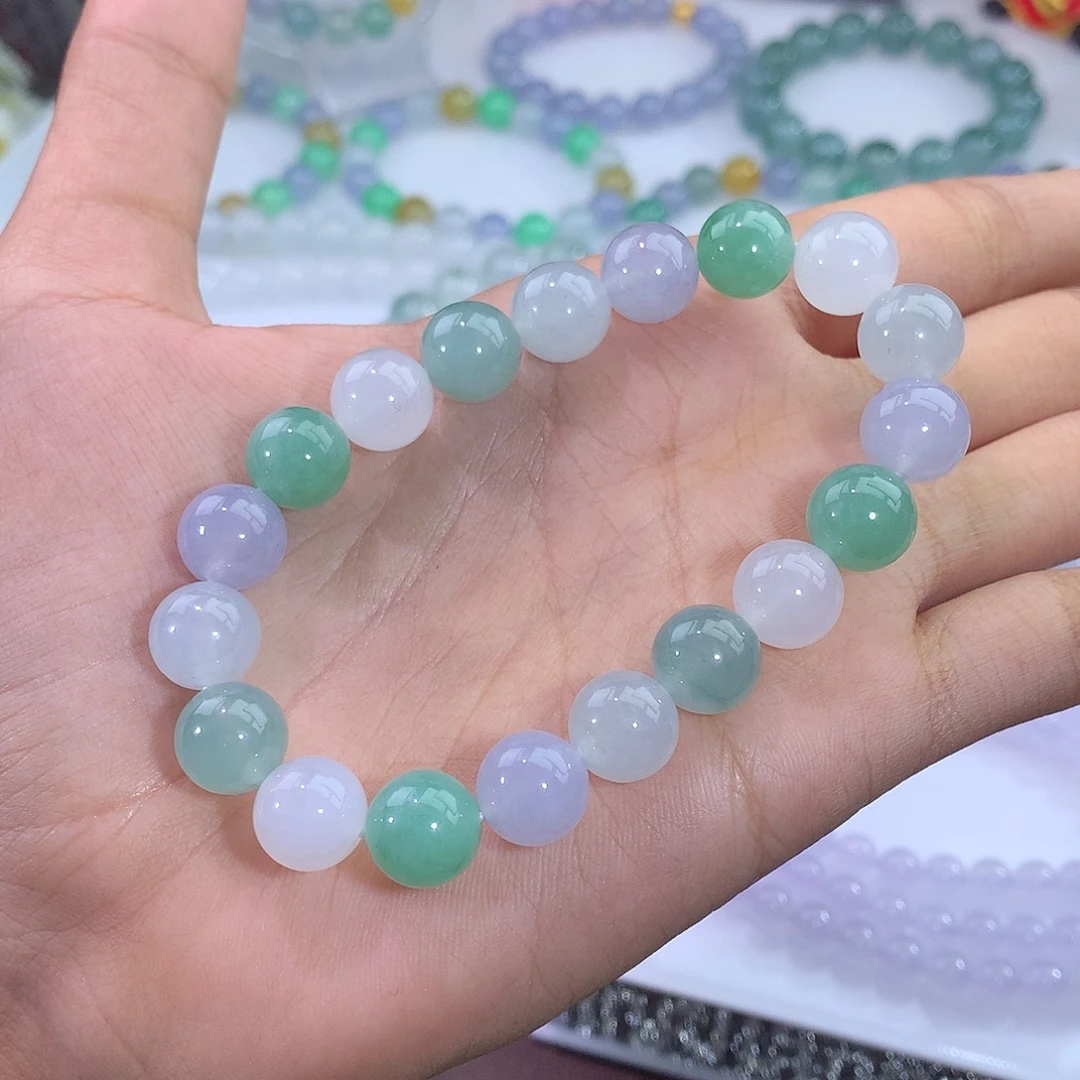 翡翠未镶嵌手链冰胶马卡龙手串
