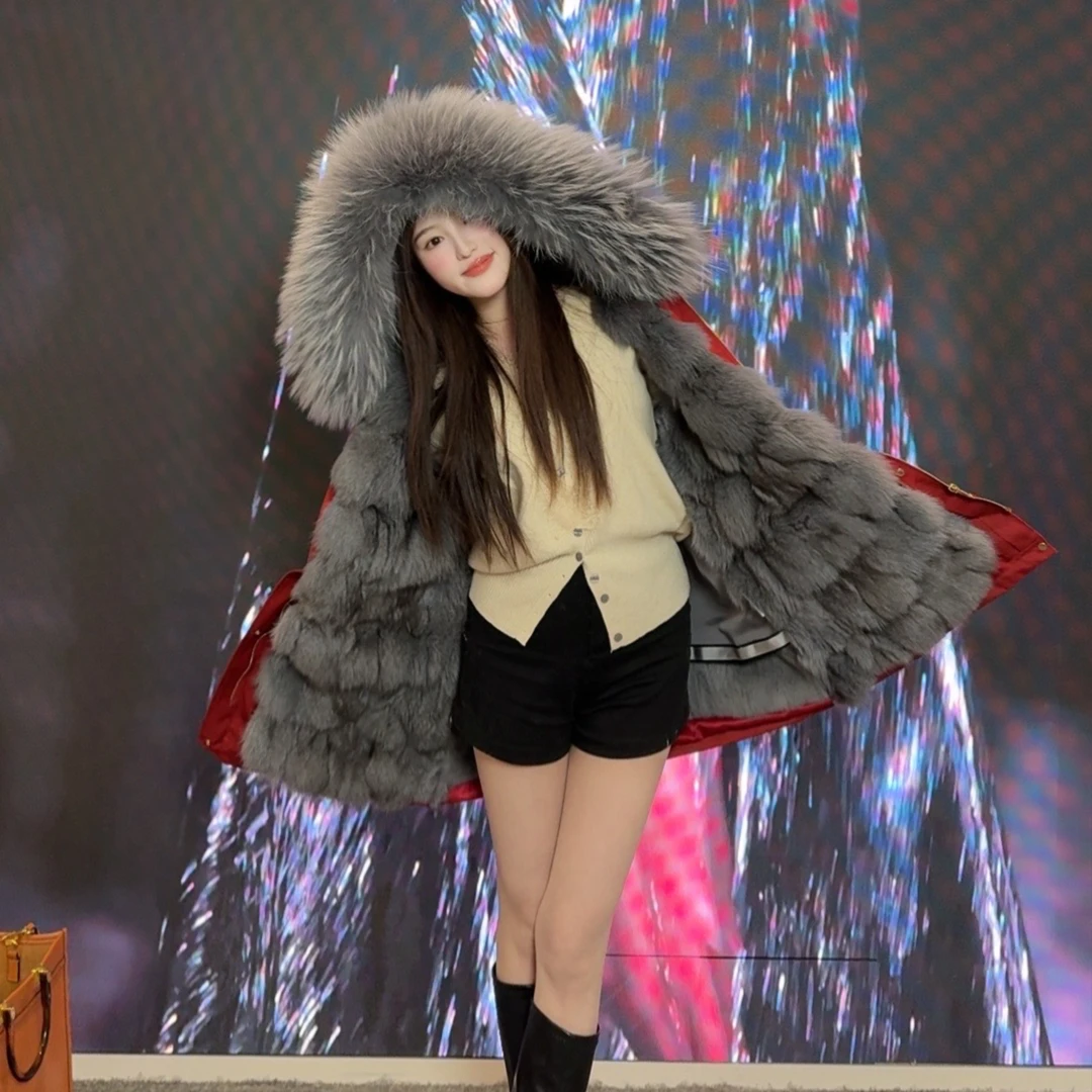 【缪斯女神狐狸毛】女款狐狸毛内胆貉子毛领高品质女装保暖派克服