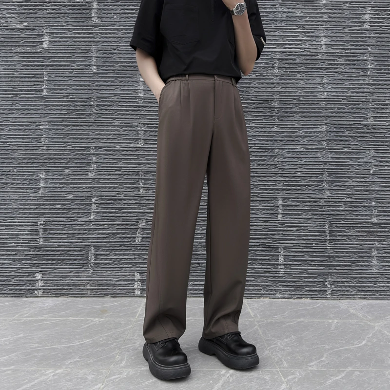 高腰直筒垂感长裤男春夏季流行宽松百搭休闲裤男免烫拖地阔腿西裤