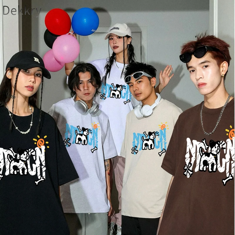 Dekkry日常夏季短袖青年T恤慵懒风上衣百搭秋季秋冬圆领韩版美式