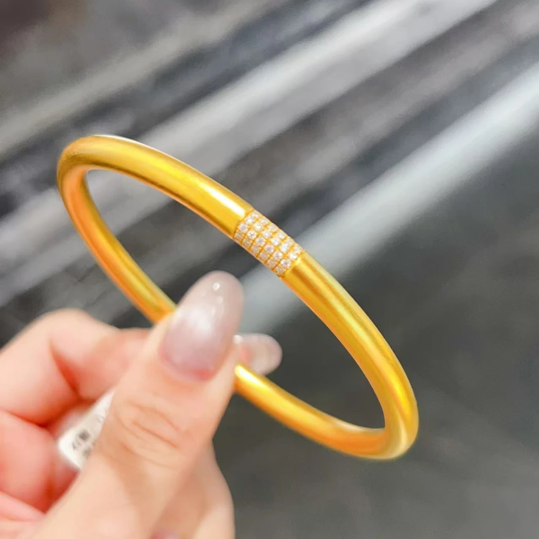 【新美源】足金999 古法工艺 镶嵌圆棍圆满手镯 61圈口44.63克