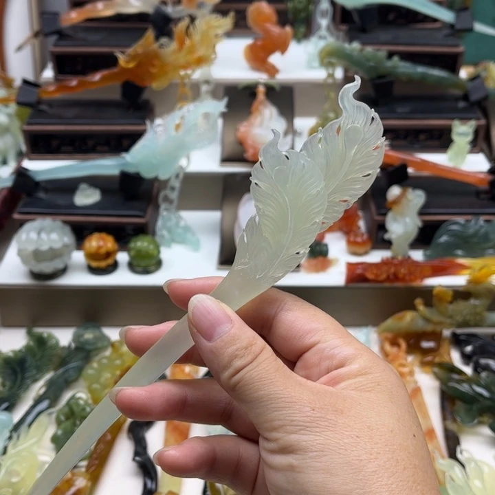 蛇纹石玉未镶嵌岫玉发簪