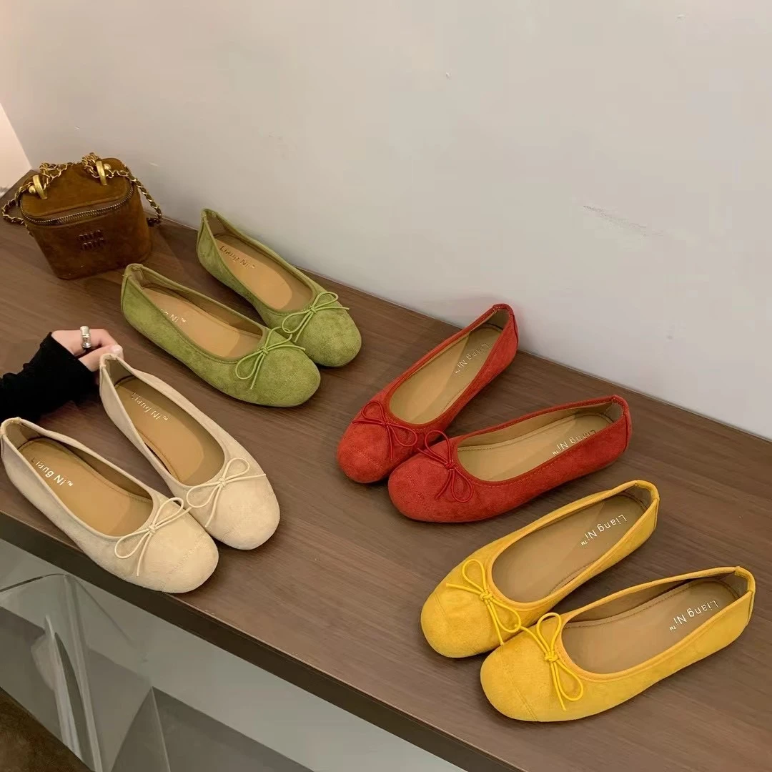 【25春系列】浅口蝴蝶结单鞋平底妈妈单鞋春季平底鞋舒适百搭时尚