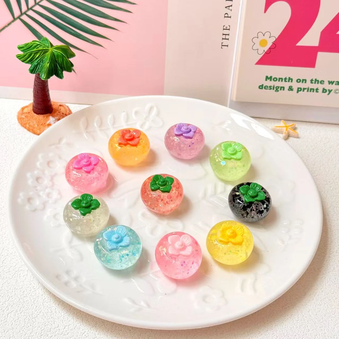 仿真爆闪水果柿子 柿柿如意树脂摆件展示