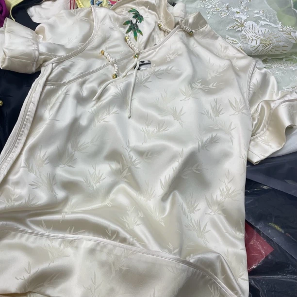 熊猫旗袍重工国服百万针刺百搭宽松旗袍网红