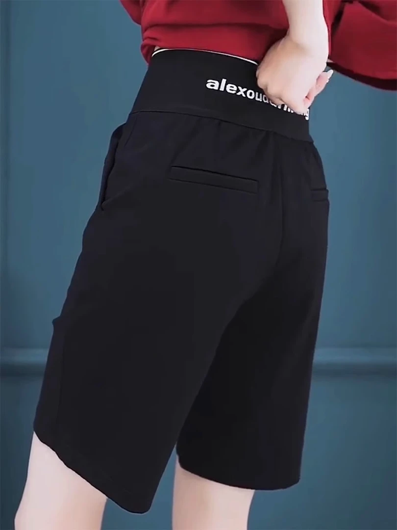 梨形身材高腰五分休闲短裤子女大码夏季薄款黑色显瘦新款直筒裤