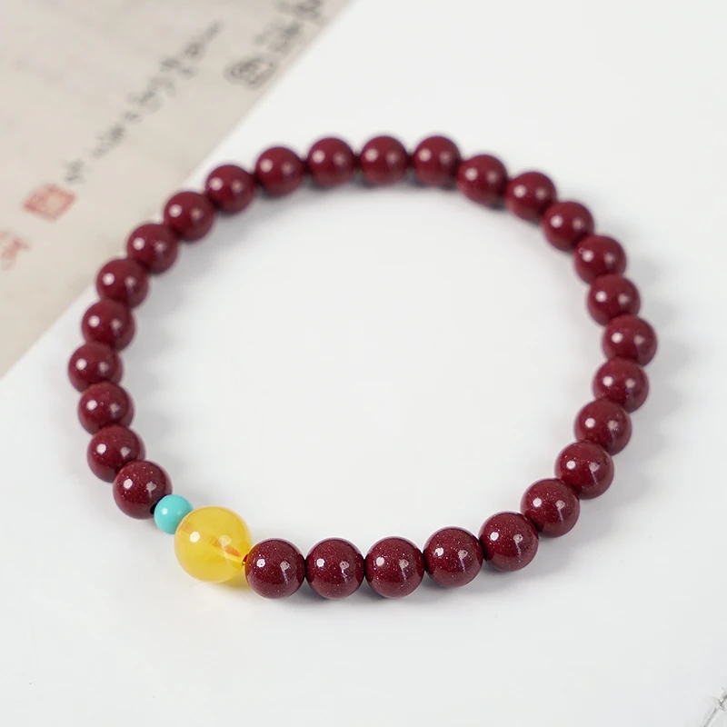 含辰砂工艺品天然朱砂福牌手链多样性发一-8592