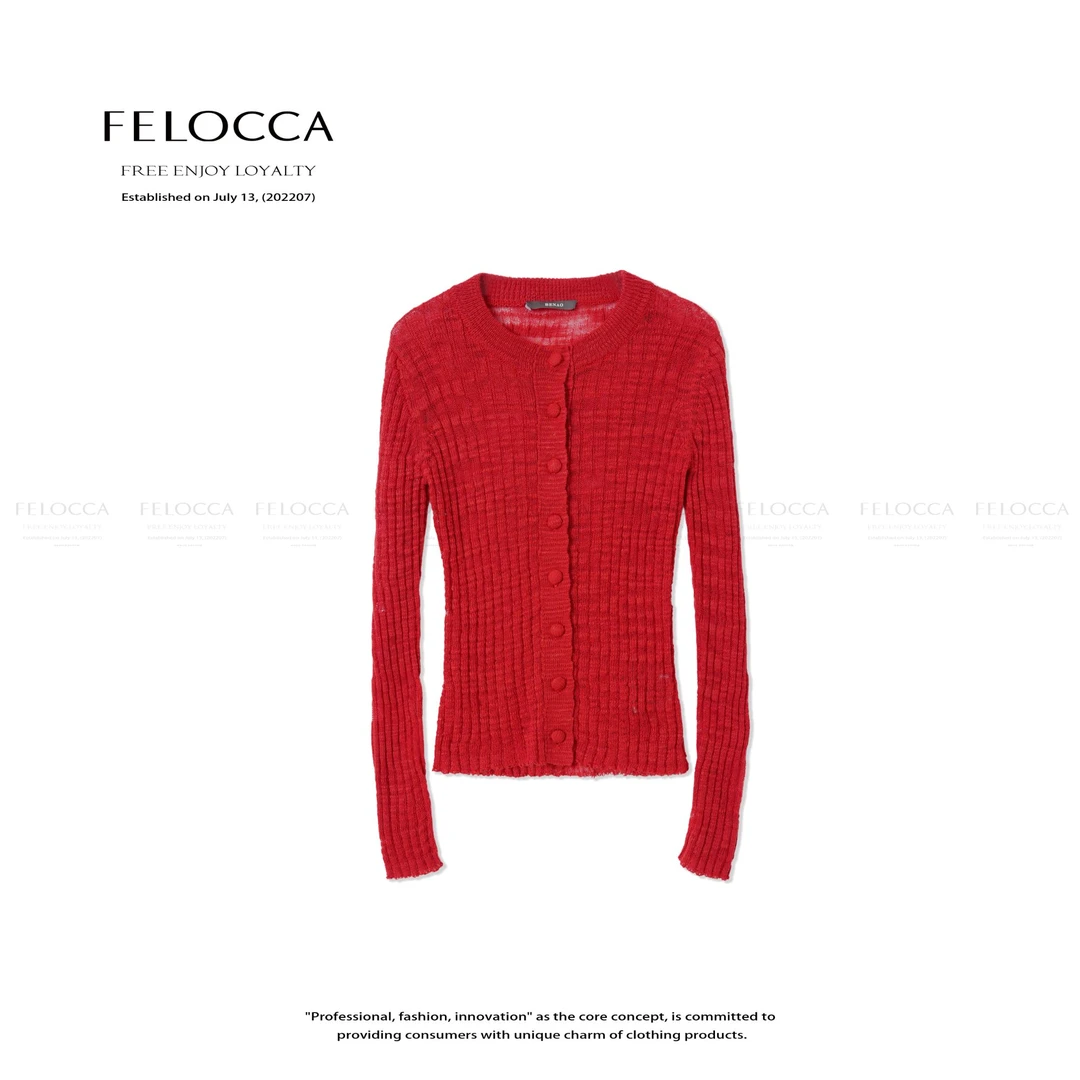 【FELOCCA】针织轻薄长袖上衣圆领百搭开衫25SMZ336