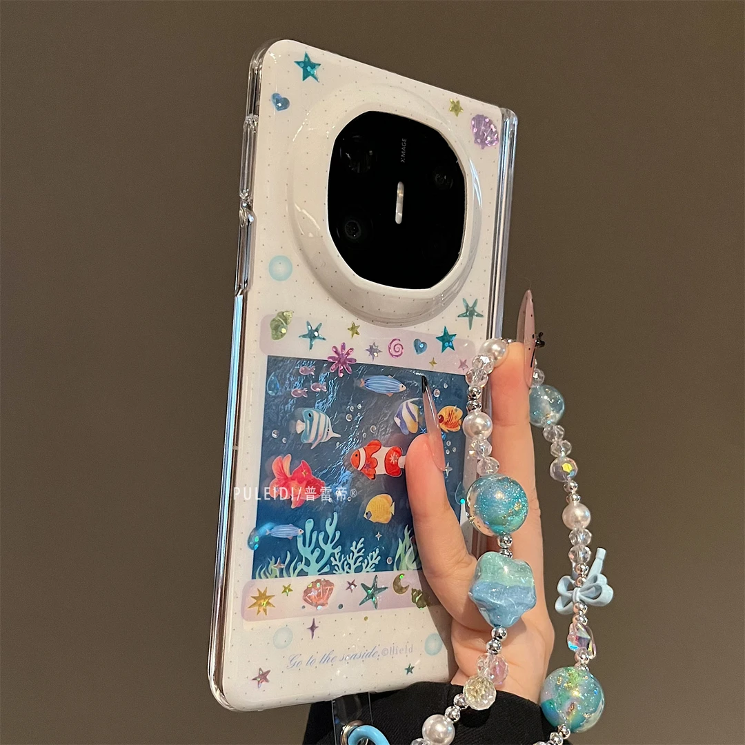 水族馆适用华为MateX6典藏版这底盘手机壳高档MateX5磁吸中轴全包