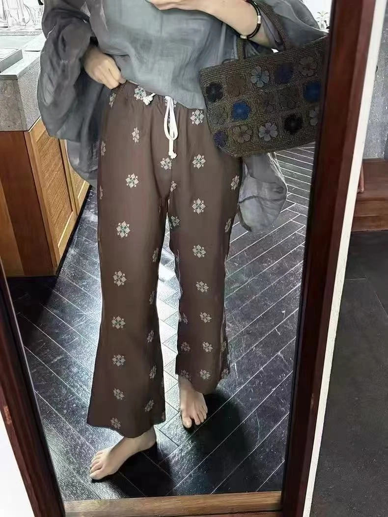SS251391  奈良少女莱赛尔刺绣复古风小个子直筒裤