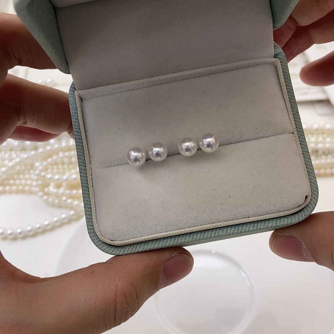 银S925镶嵌耳钉淡水珍珠