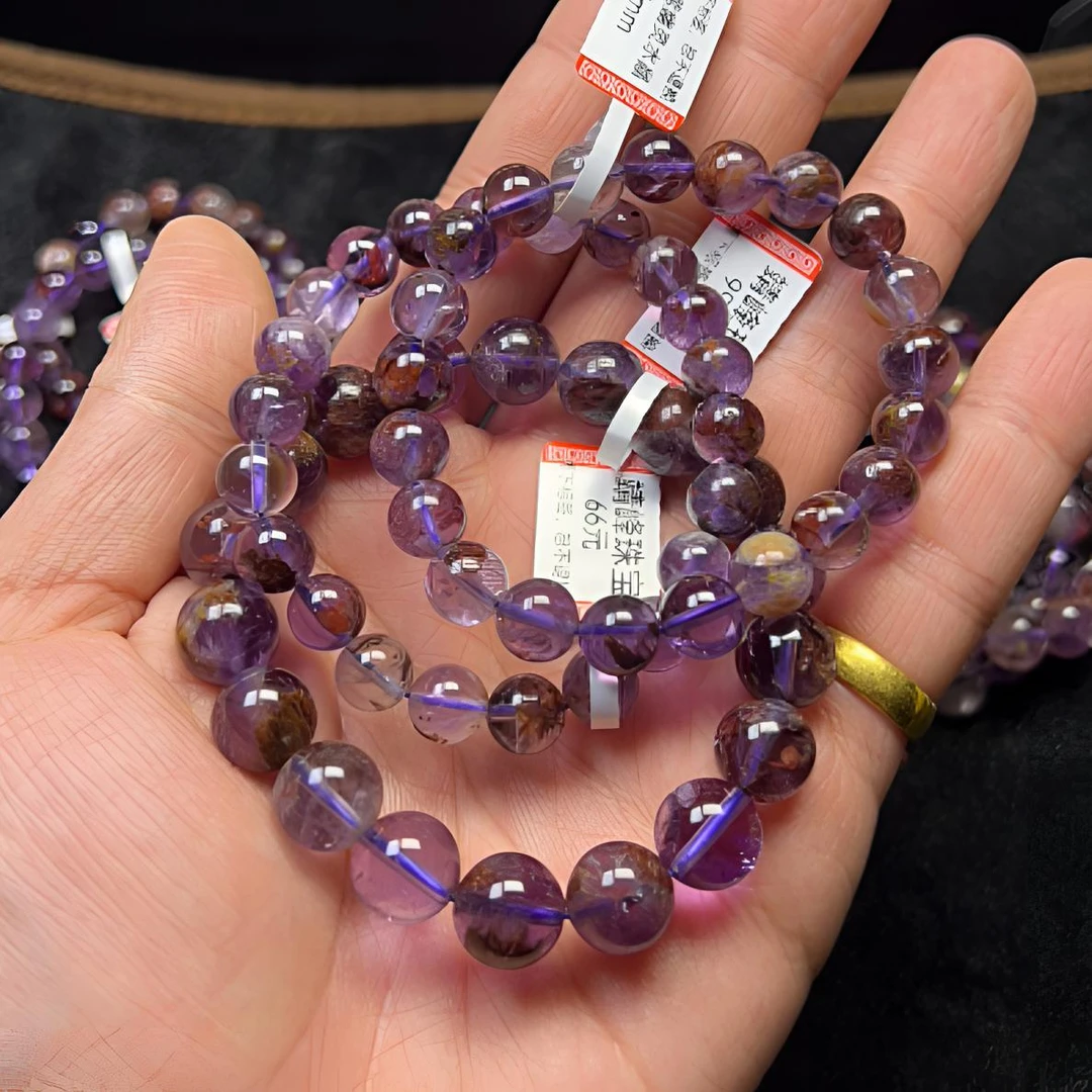 天然紫幽灵水晶手链九紫离火手串紫色单圈考研考公手链上岸手串