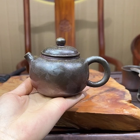 戬谷龙窑坭兴陶柴烧茶壶818