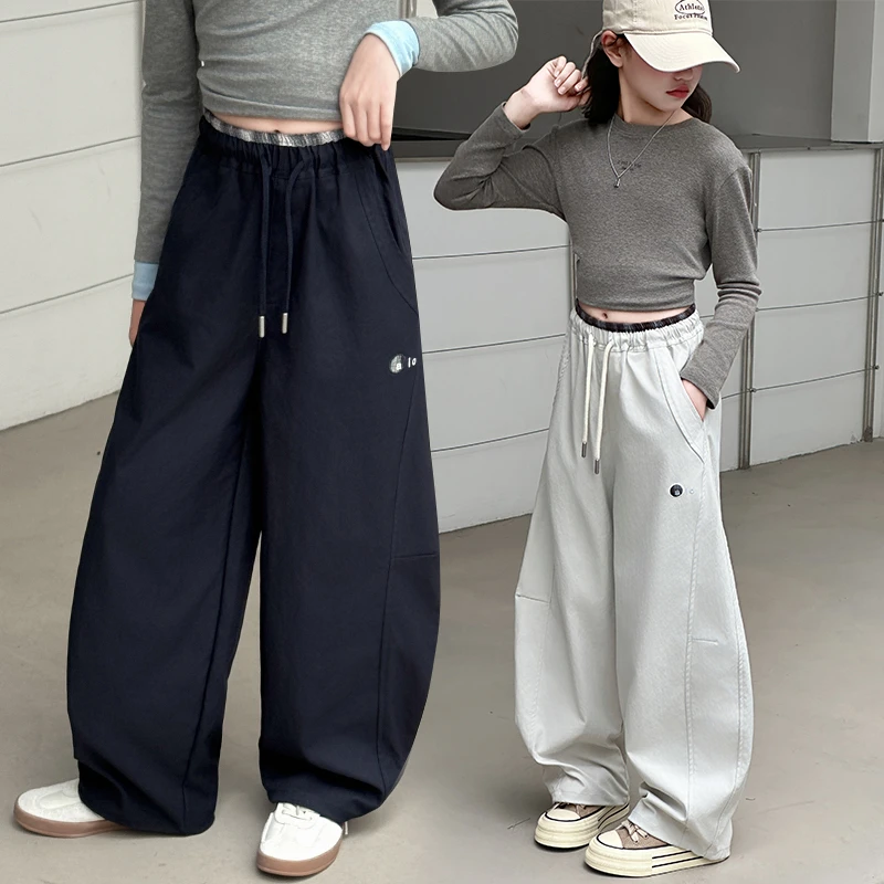 女童裤子春秋装2025新款洋气儿童春季休闲裤女孩洋气中大童弯刀裤