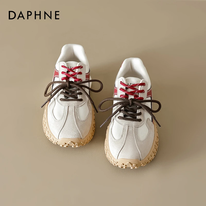 达芙妮阿甘鞋女款2025新款春季复古拼色厚底增高德训鞋运动休闲鞋