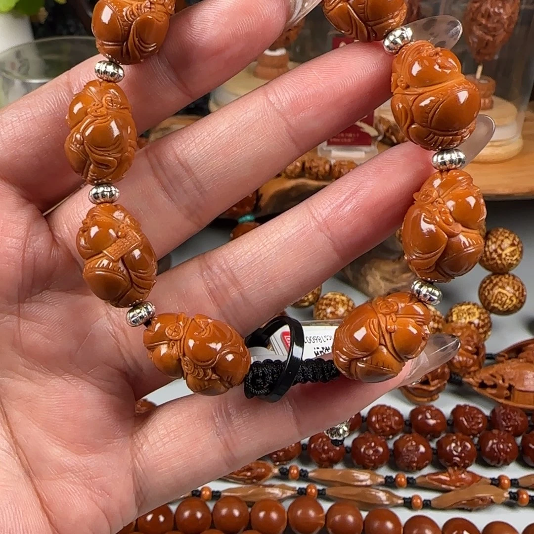 橄榄核手串/手链宽1.5小籽梅林红核嘟嘟小财神