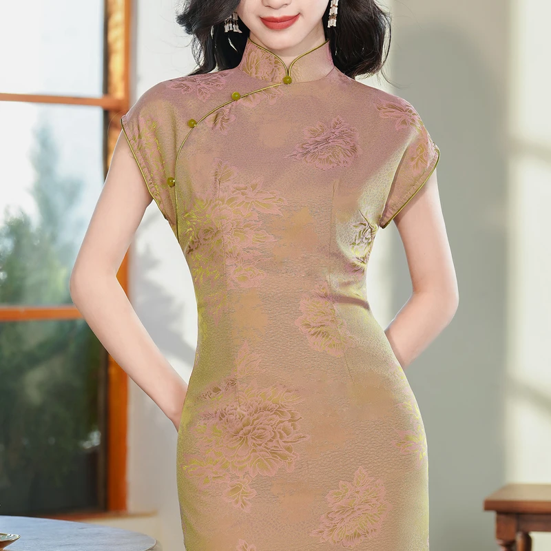 新中式旗袍2025新款夏装复古老上海日常可穿素雅国风改良长裙高端