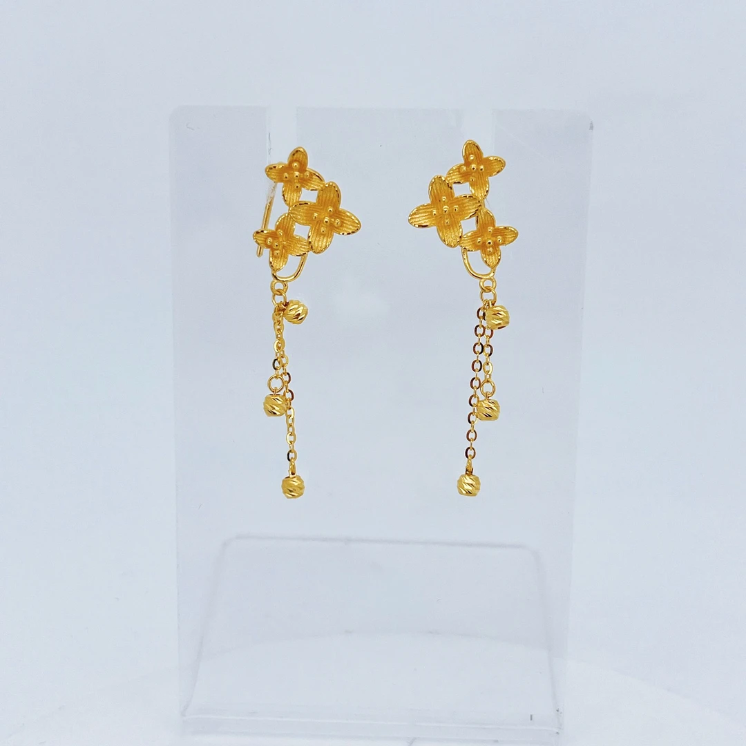 足金999黄金花花金耳钩4.49-