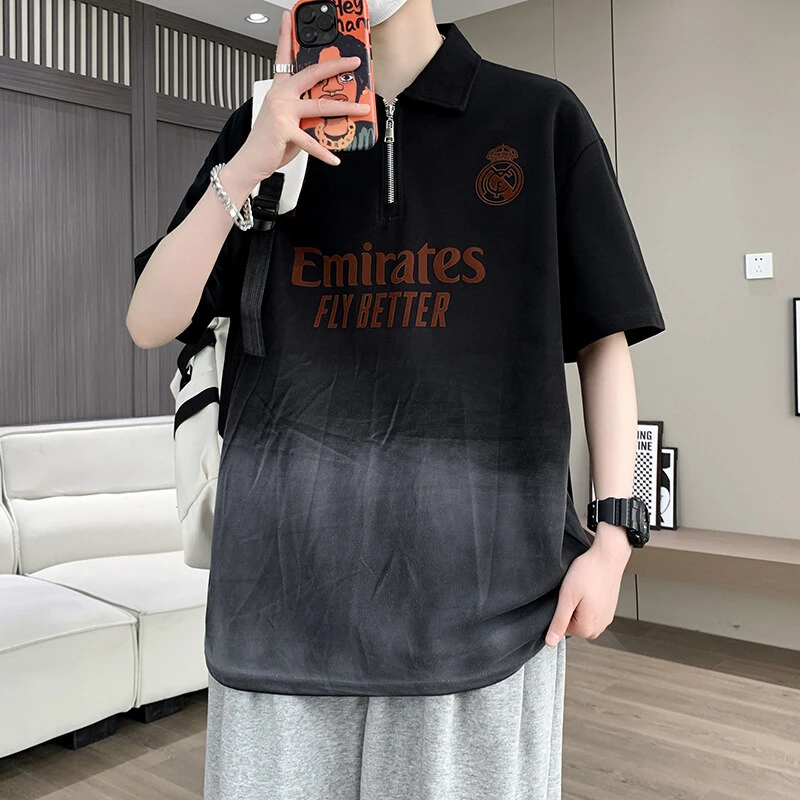 Mexican/稻草人夏季新款美式t恤翻领短袖男生POLO衫上衣打底衫T恤