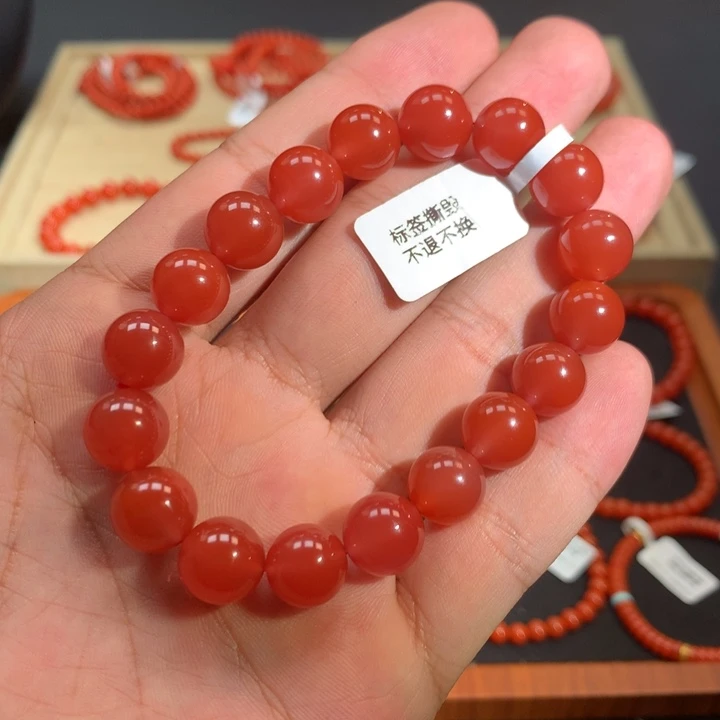 南红玛瑙未镶嵌单圈11mm➕大黑洞深水红