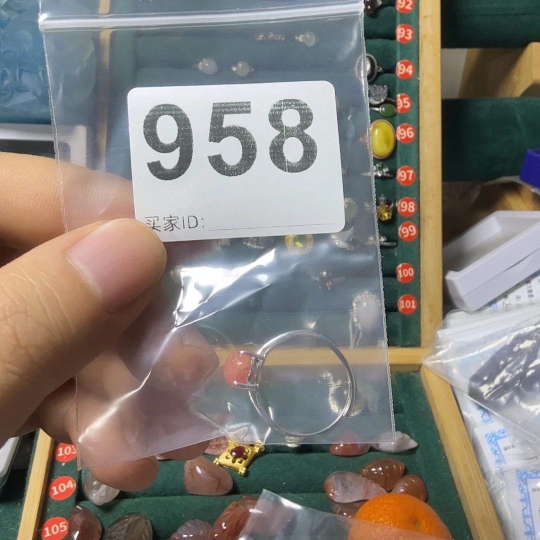 无***情菱锰矿（红纹石）银S925镶嵌戒指