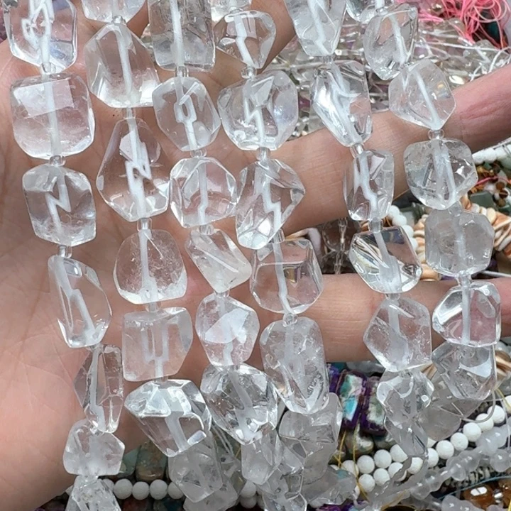 未镶嵌玛瑙/玉髓珠宝半成品一条12-15mm白水晶