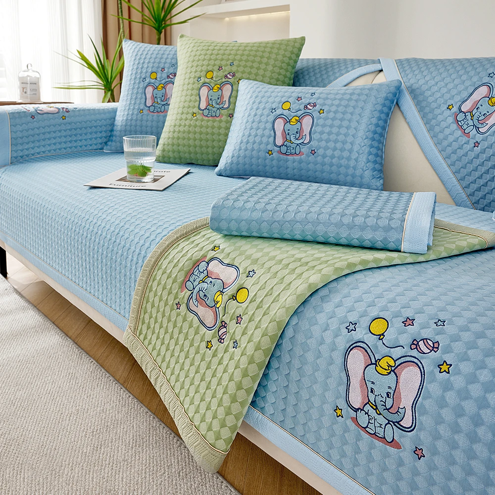 夏季冰丝凉豆豆沙发垫2025新款防滑轻奢凉席坐垫套罩凉感靠背盖巾