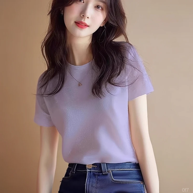 冰丝针织T恤女2025夏季爆款港货小衫洋气独特好看别致绝美女上衣